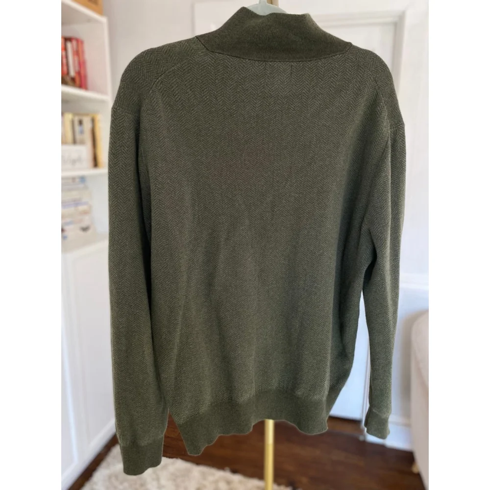 J Crew Quarter Zip Knit Sweater Olive Green Cotton Pullover Quiet Luxury Heritag